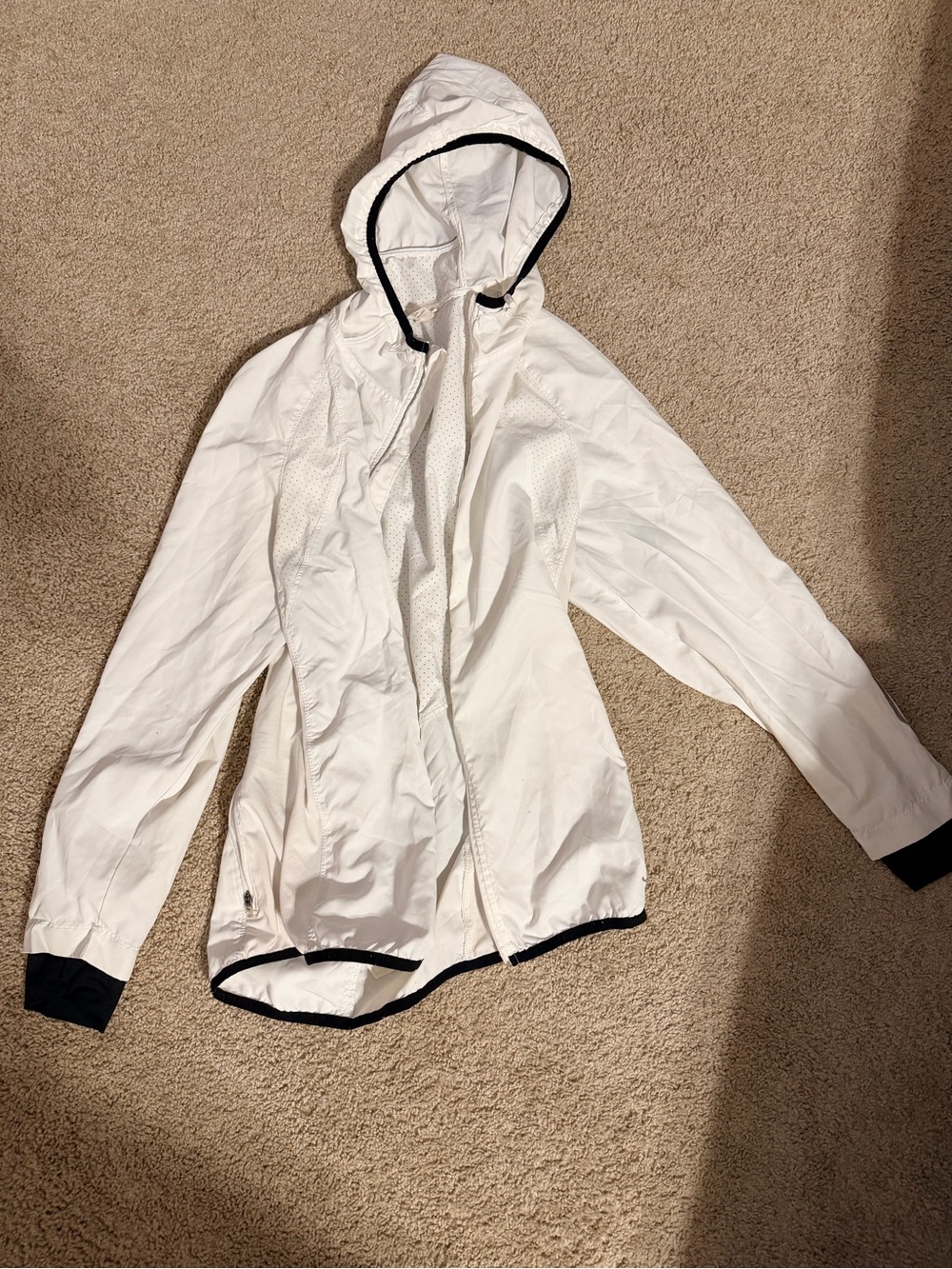 Champion White Hooded Windbreaker with Black Trim